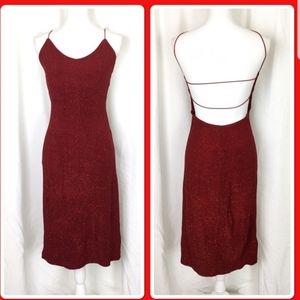 Vintage 90s formal red sparkle glitter dress SZ 10